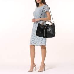 Pre Owned Jimmy Choo Black Leather and Suede Expandable Maia Tote