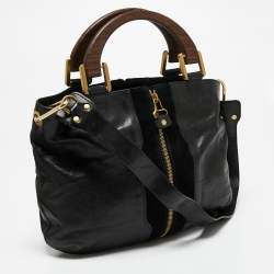 Pre Owned Jimmy Choo Black Leather and Suede Expandable Maia Tote