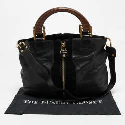 Pre Owned Jimmy Choo Black Leather and Suede Expandable Maia Tote
