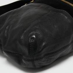 Pre Owned Jimmy Choo Black Leather and Suede Expandable Maia Tote