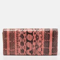 Pre Owned Jimmy Choo Pink/Black Snakeskin Mila Chain Clutch