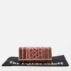 Pre Owned Jimmy Choo Pink/Black Snakeskin Mila Chain Clutch