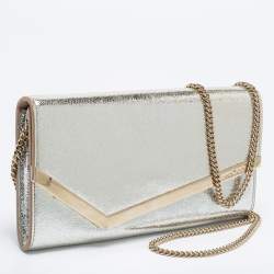 Pre Owned Jimmy Choo Gold Leather Emmie Clutch
