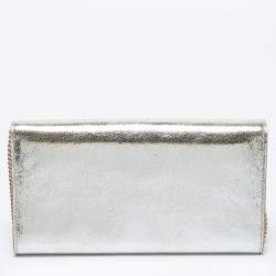 Pre Owned Jimmy Choo Gold Leather Emmie Clutch