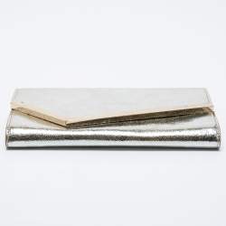 Pre Owned Jimmy Choo Gold Leather Emmie Clutch