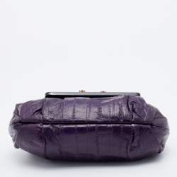 Pre Owned Jimmy Choo Purple Eel Leather Crystal Embellished Clutch