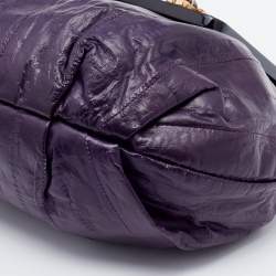 Pre Owned Jimmy Choo Purple Eel Leather Crystal Embellished Clutch