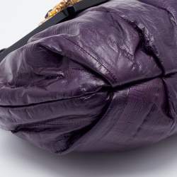 Pre Owned Jimmy Choo Purple Eel Leather Crystal Embellished Clutch