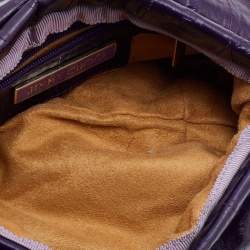 Pre Owned Jimmy Choo Purple Eel Leather Crystal Embellished Clutch