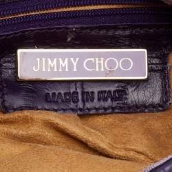Pre Owned Jimmy Choo Purple Eel Leather Crystal Embellished Clutch