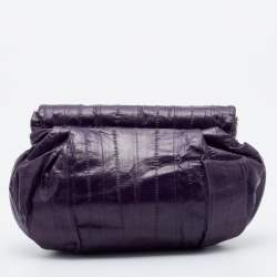 Pre Owned Jimmy Choo Purple Eel Leather Crystal Embellished Clutch