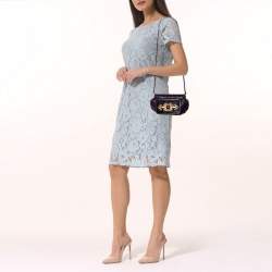 Pre Owned Jimmy Choo Purple Eel Leather Crystal Embellished Clutch