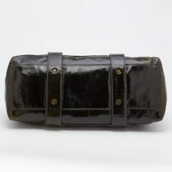 Jimmy Choo Dark Olive Patent Leather and Suede Malena Satchel
