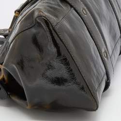 Jimmy Choo Dark Olive Patent Leather and Suede Malena Satchel