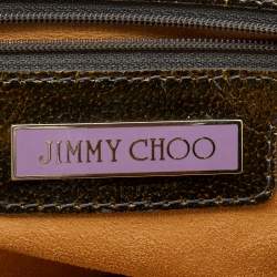 Jimmy Choo Dark Olive Patent Leather and Suede Malena Satchel