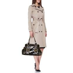 Jimmy Choo Dark Olive Patent Leather and Suede Malena Satchel