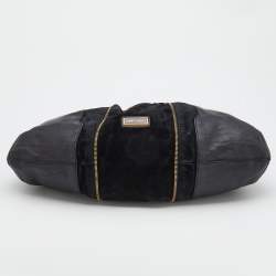 Pre Owned Jimmy Choo Black Leather and Suede Expandable Maia Hobo