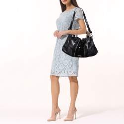 Pre Owned Jimmy Choo Black Leather and Suede Expandable Maia Hobo