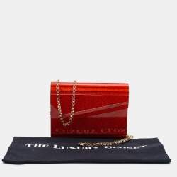 Pre Owned Jimmy Choo Orange Acrylic and Leather Candy Chain Clutch 
