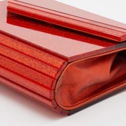 Pre Owned Jimmy Choo Orange Acrylic and Leather Candy Chain Clutch 