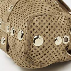 Pre Owned Jimmy Choo Gold Perforated Suede Riki Tote 