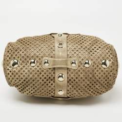 Pre Owned Jimmy Choo Gold Perforated Suede Riki Tote 