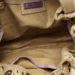 Pre Owned Jimmy Choo Gold Perforated Suede Riki Tote 