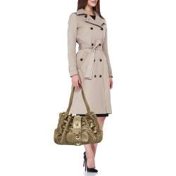 Pre Owned Jimmy Choo Gold Perforated Suede Riki Tote 