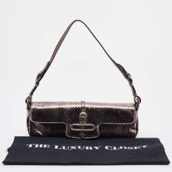 Jimmy Choo Metallic Brown Snakeskin Leather Tulita Pochette Bag