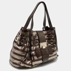 Jimmy Choo Metallic/Dark Brown Eel Leather Ramona Shoulder Bag