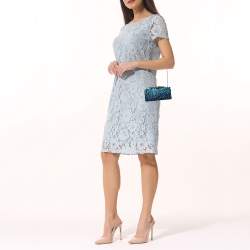 Pre Owned Jimmy Choo Blue Coarse Glitter Celeste Clutch