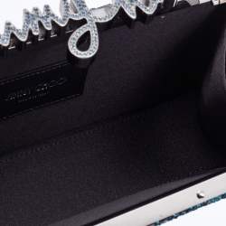 Pre Owned Jimmy Choo Blue Coarse Glitter Celeste Clutch