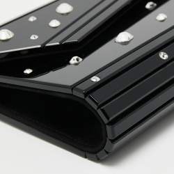 Pre Owned Jimmy Choo Black Multi Crystal Embellished Acrylic Candy Chain Clutch