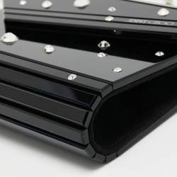 Pre Owned Jimmy Choo Black Multi Crystal Embellished Acrylic Candy Chain Clutch