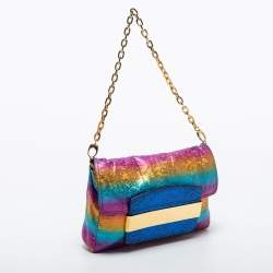 مملوكة مسبقًا Jimmy Choo Multicolor Python Celeste Rainbow Chain Clutch