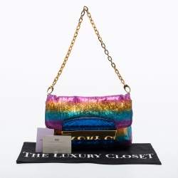 مملوكة مسبقًا Jimmy Choo Multicolor Python Celeste Rainbow Chain Clutch
