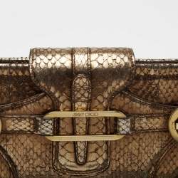 مملوكة مسبقًا Jimmy Choo Metallic Bronze Python Tulita Wristlet Clutch