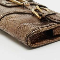 مملوكة مسبقًا Jimmy Choo Metallic Bronze Python Tulita Wristlet Clutch
