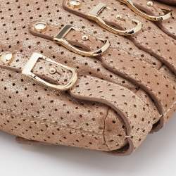 Pre Owned Jimmy Choo Metallic Beige Suede Brix Convertible Shoulder Bag