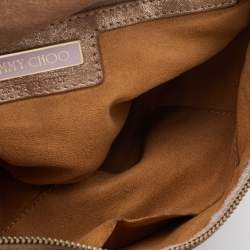 Jimmy Choo Metallic Beige Suede Brix Convertible Shoulder Bag