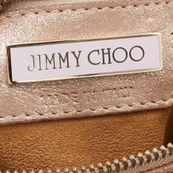 Pre Owned Jimmy Choo Metallic Beige Suede Brix Convertible Shoulder Bag