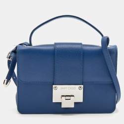 Jimmy Choo Blue Leather Rebel Top Handle Bag