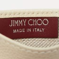 Pre Owned Jimmy Choo Cream Leather Aries Card Holder