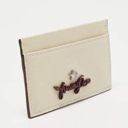 Pre Owned Jimmy Choo Cream Leather Aries Card Holder