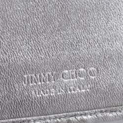 Pre Owned Jimmy Choo Metallic/Silver Glitter and Leather Flap Wallet on Chain
