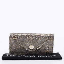 Pre Owned Jimmy Choo Metallic Silver/Gold Lace Chain Clutch