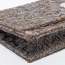 Pre Owned Jimmy Choo Metallic Silver/Gold Lace Chain Clutch