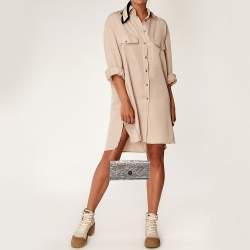 Pre Owned Jimmy Choo Metallic Silver/Gold Lace Chain Clutch