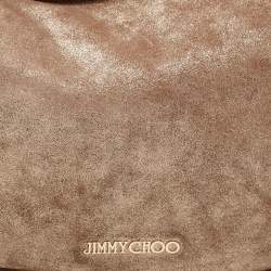 Pre Owned Jimmy Choo Metallic Beige Suede Solar Hobo