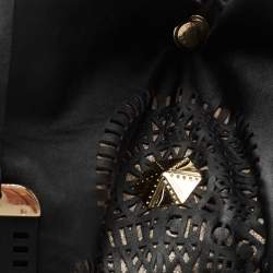 Pre Owned Jimmy Choo Black Perforated Leather Shoulder Bag